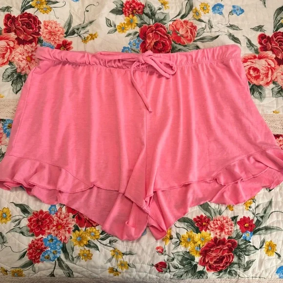Pink Ruffle Pajama Shorts - Picture 2 of 5